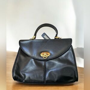 Reputo Genuine Leather vintage handbag black gold accent Japan kawaii retro goth